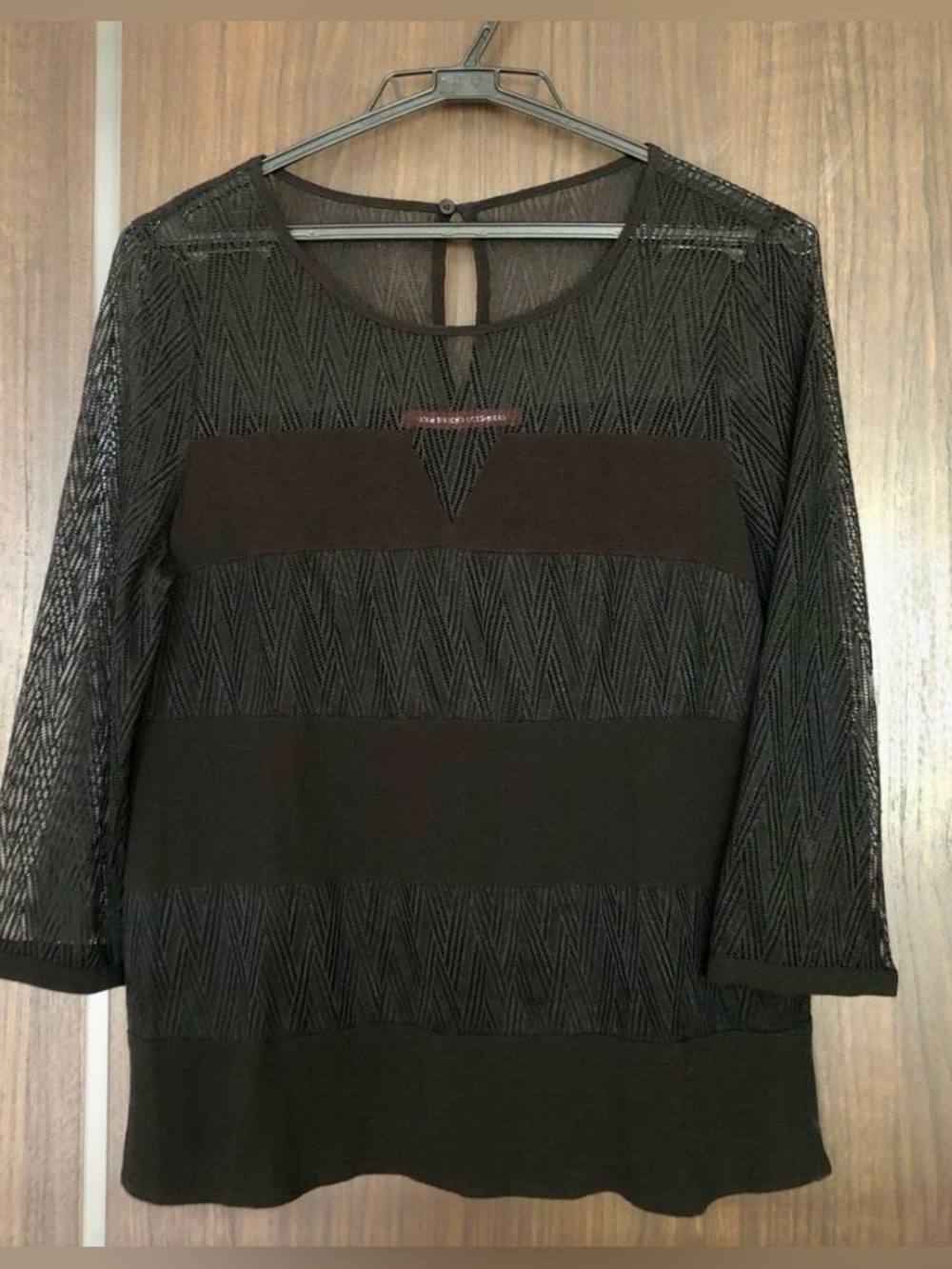 Comptoir Des Cotonniers Black Lace-Panel Long Sleeve Top